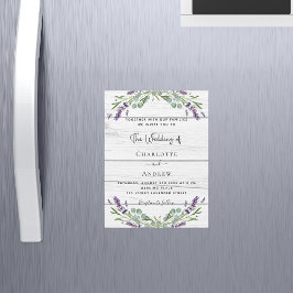 Luxus-Hochzeit mit weißem Holz aus Lavendel Magneteinladung