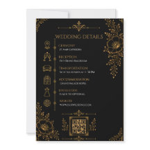 Luxus-Hochzeits-Details-Karte in Schwarz und Gold