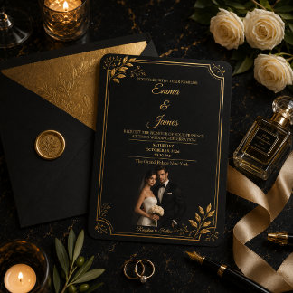 Luxus-Hochzeits-Einladung in Schwarz und Gold Einladung