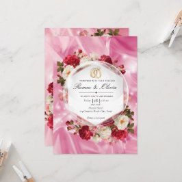 Luxus-Hochzeits-Einladung mit rosa Seide und roten Einladung