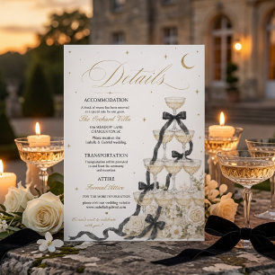 Luxus-Hochzeitsdetails mit schwarzer Schleife und Begleitkarte
