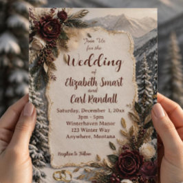 Luxus-Hochzeitseinladung im Winter auf dem Berg Einladung