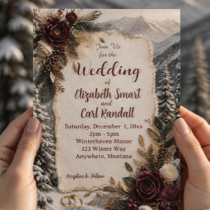 Luxus-Hochzeitseinladung im Winter auf dem Berg Einladung