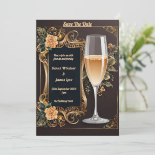 Luxus Hochzeitsempfang mit Champagnerglas Einladung