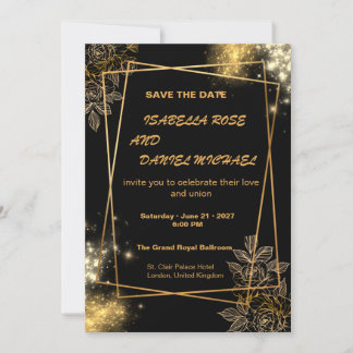 Luxus-Hochzeitskarte 'Save the Date' in Gold Save The Date