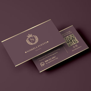 Luxus-Hochzeitsplaner-Berater Dusty Wine Crest Visitenkarte