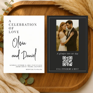 Luxus-Hochzeitsskript Foto QR-Code  Einladung