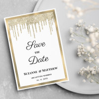 Luxus-Hochzeitstermin in Weißgold-Glitter-Optik