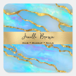 Luxus-Holographic Imitate Opal Stone and Gold Foil Quadratischer Aufkleber