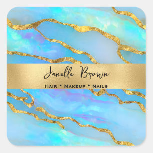 Luxus-Holographic Imitate Opal Stone and Gold Foil Quadratischer Aufkleber