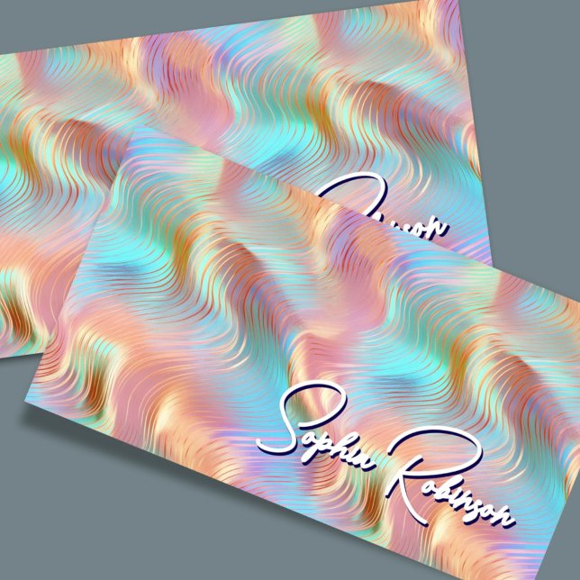 Luxus Holographic Waves Business Card Rabattkarte (Von Creator hochgeladen)