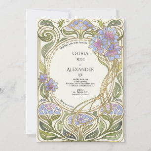 Luxus-Hortensien-Blumen-Art Nouveau-Hochzeit Einladung