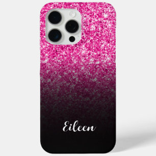 Luxus-Hot-Pink-Glitter-Schwarz-Verlauf Case-Mate iPhone Hülle