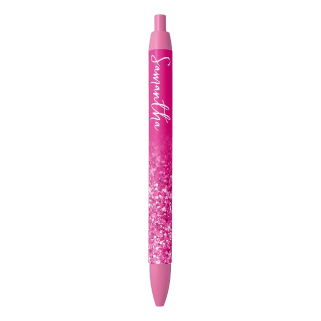 Luxus Hot Pink Glitzer Ombre Kugelschreiber (Vorderseite Vertikal)