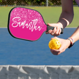 Luxus Hot Pink Glitzer Ombre Personalisiert Pickleball Schläger