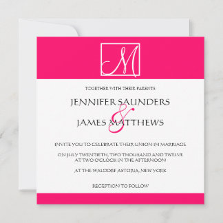 Luxus Hot Pink Monogram Weditation Einladung
