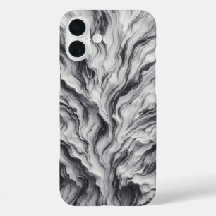 Luxus-Hülle aus schwarzem und weißem Marmor - tief iPhone 16 Plus Hülle