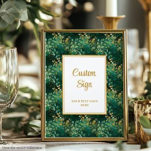 Luxus Hunter Green Gold Eucalyptus Custom Sign Poster