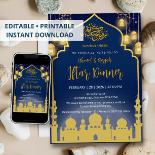 Luxus Iftar-Dinner in der Moschee in Navyblau und  Einladung