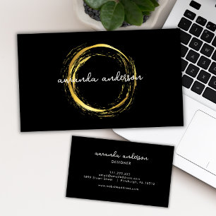 Luxus-Imitat-Gold-Kreis Schwarze moderne Eleganz Visitenkarte