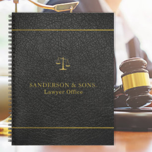 Luxus-Imitate Gold und schwarzes Leder Anwaltsbüro Notizbuch