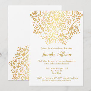 Luxus Imitats Gold Mandala White Baby Dusche Einladung