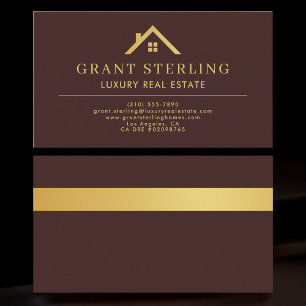 Luxus-Immobilienmakler Burgunder Gold Metallisch Visitenkarte