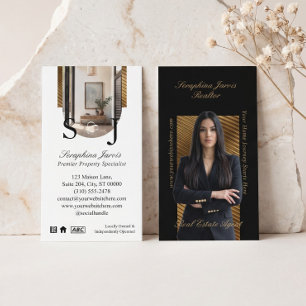 Luxus-Immobilienmakler-Foto in Schwarz und Gold Visitenkarte