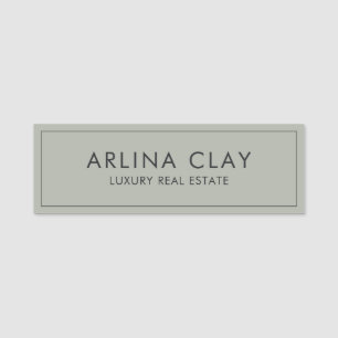 Luxus-Immobilienmakler-Name Tag Modern Sage Dust Namensschild