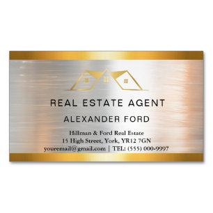 Luxus-Immobilienmakler silber Metallisch Gold Magnetische Visitenkarte