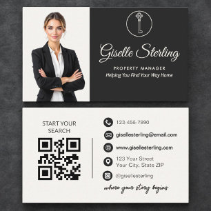 Luxus-Immobilienmanager Neutrales Foto QR-Code Visitenkarte