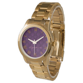 Luxus individualisieren Lila Blumen Armbanduhr