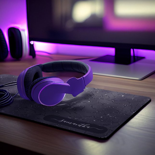 Luxus Iridescent Schwarz Muster weiße Glitzern Schreibtischunterlage (Von Creator hochgeladen)