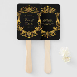 Luxus Jugendstil Schwarz und Gold Royal Wedding Fächer