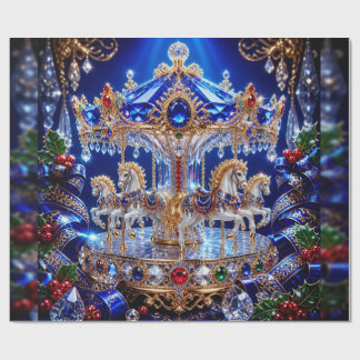 Luxus-Juwel-Karussell Blaues Weihnachtspapier Geschenkpapier