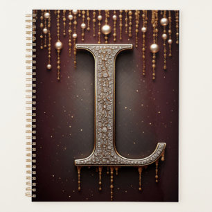 Luxus-Juwel-Letter L-Monogramm mit Glitter Planer