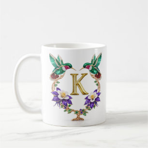 Luxus-Juwelen-Kolibri-Monogramm-K-Kaffeetasse Kaffeetasse