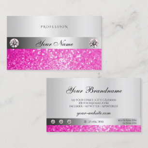 Luxus Juwelen Silver Shimmer Pink Glitzer Diamonds Visitenkarte