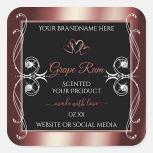Luxus-Juwelen Wine Red Black Decor Produktmarken Quadratischer Aufkleber