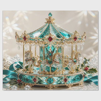 Luxus-Karussell Türkis Weihnachtspapier Geschenkpapier