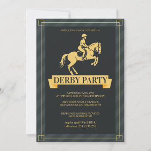Luxus-Kentucky-Derby-Party-Einladung Gold-Hengst Einladung