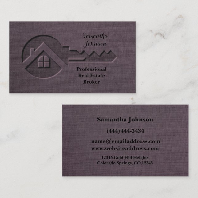 Luxus Key Blueberry Real Anwesen Business Card Visitenkarte (Vorne/Hinten)