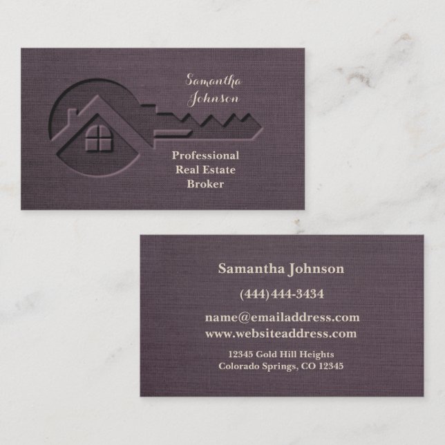 Luxus Key Blueberry Real Anwesen Business Card Visitenkarte (Vorne/Hinten)