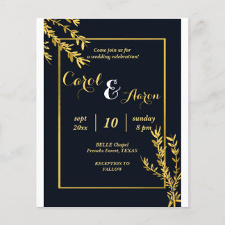 Luxus klassische schwarze und goldene Hochzeit Flyer