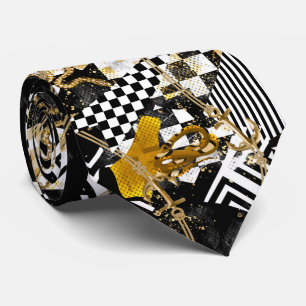 Luxus-Krawatte mit goldenen Ketten, Schach und Sch Krawatte