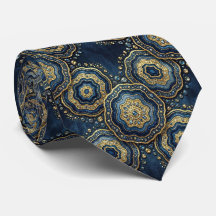 Luxus-Krawatte | Navyblau + Gold-Geoden-Schlips
