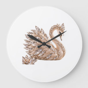 Luxus Kristallschwan Große Wanduhr