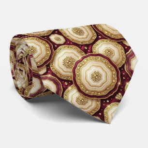 Luxus-Kunstseide Burgund + Gold-Geoden-Schlips Krawatte