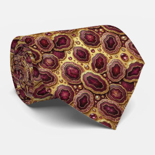 Luxus-Kunstseide Burgund + Gold-Geoden-Schlips Krawatte