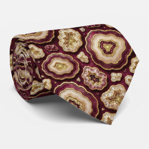 Luxus-Kunstseide Burgund + Gold-Geoden-Schlips Krawatte